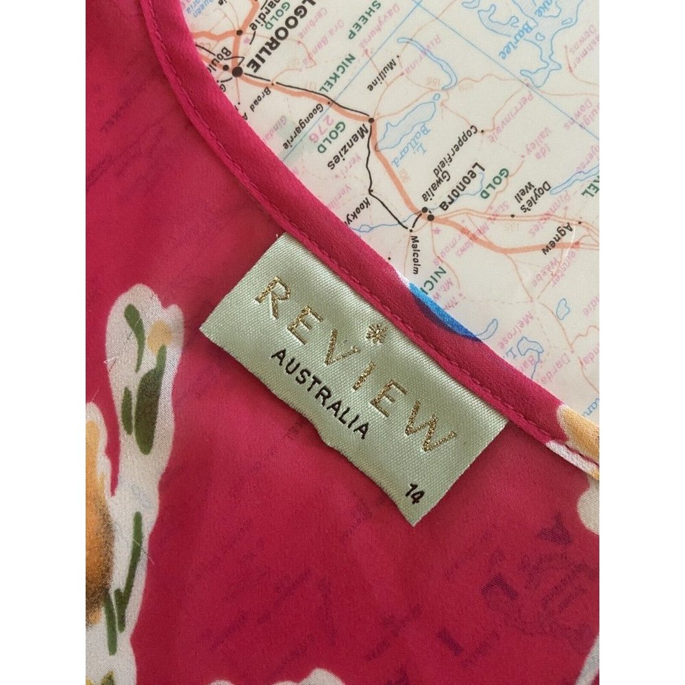 🌱 Review women’s size 14 flutter sleeve blouse top hot fuchsia pink floral - Picture 4 of 7